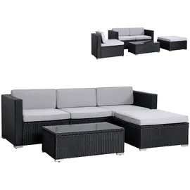 Svita CALIFORNIA XL Gartenlounge Polyrattan Sessel Kissenbox Schwarz