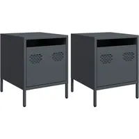 VidaXL Nachttische 2 Stk. Anthrazit 35x39x43,5 cm Stahl