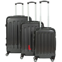 INVIDA 3 TLG.PC/ABS Glüückskind Kofferset Trolley Koffer Einzel oder im Set in 6 Farben (Carbon Optik, L)