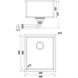 Naber Einbauspüle Corno Piu Schrankbreite 45 cm PFU2 Edelstahl 1013124