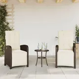 Festnight 2er Set Gartensessel Hochlehner Verstellbar Gartensofa Gartenstuhl mit Fußteil Rattan Sessel Stuhl Gartenmöbel Rattanmöbel Balkon Liegestuhl Garten Rattansessel Liegesessel