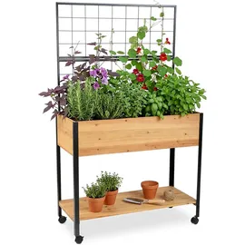 Relaxdays Hochbeet mit Ablage 475 x 102 x 165 cm Schwarz/Bronze