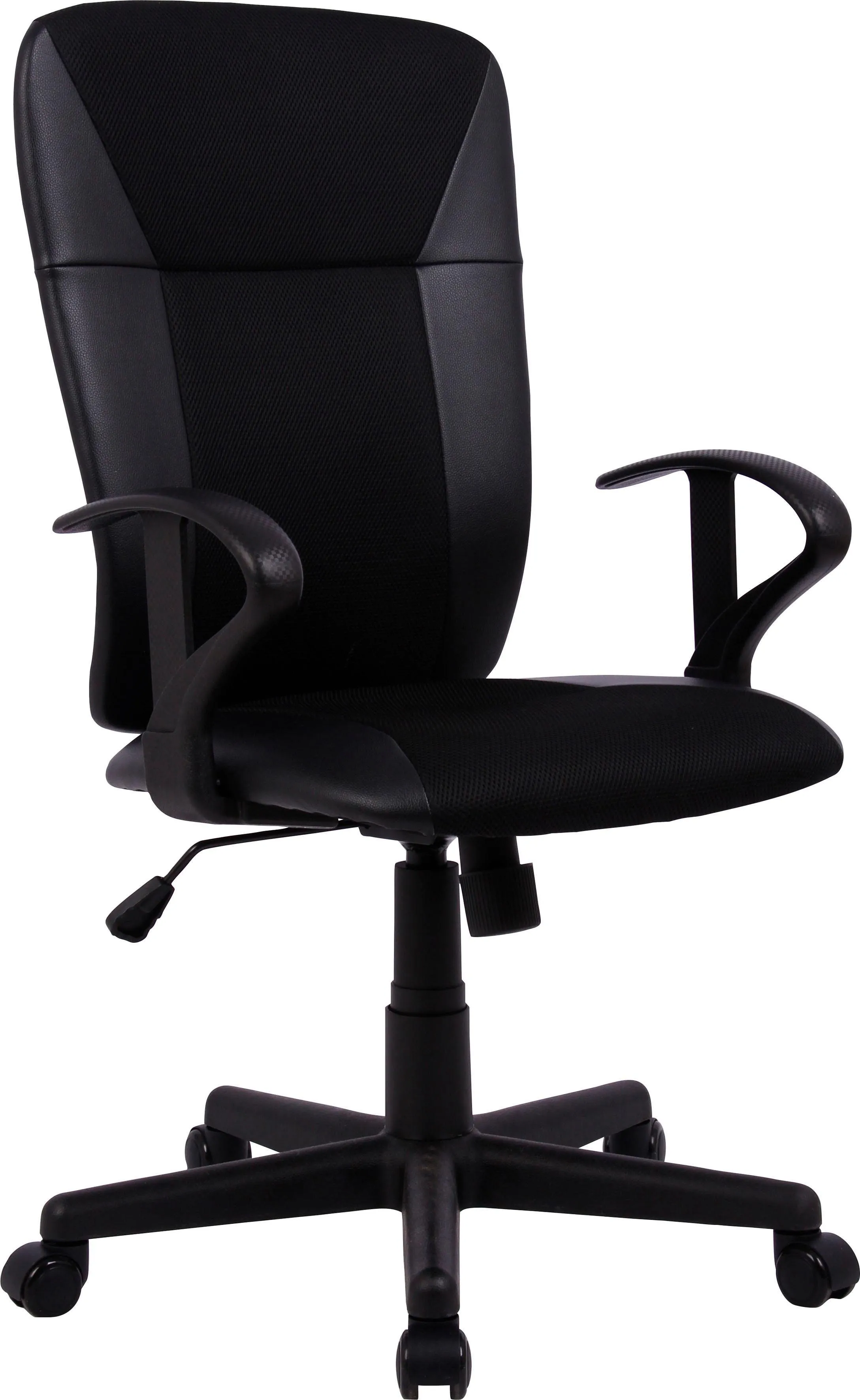 Bürostuhl INOSIGN "Schreibtischstuhl" Stühle Gr. B/H/T: 61,5 cm x 95,5 cm x 62 cm, Kunstleder-Netzstoff, schwarz (schwarz, schwarz) Drehstühle stylish und komfortabel