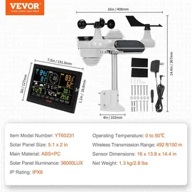 Vevor 7-in-1 Wetterstation Mehrfarbig 190,5 mm