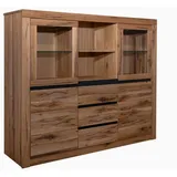 MASSIVMOEBEL24.DE Highboard 155 x 140 x 43 cm Braun