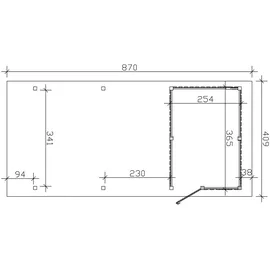 SKANHOLZ Carport Wendland 4,09 x 8,70 m weiß mit Abstellraum und EPDM-Dach