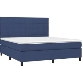 vidaXL Boxspringbett mit Matratze & LED Blau 180x200 cm Stoff