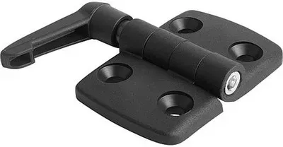 SCHARNIER MIT KLEMMFUNKTION 97X48, THERMOPLAST SCHWARZ, KOMP:STAHL, A1=27,5, A2=27,5, A3=48,5, A4=48,5