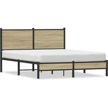 vidaXL Metallbett ohne Matratze Sonoma-Eiche 140x190 cm