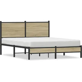 vidaXL Metallbett ohne Matratze Sonoma-Eiche 140x190 cm