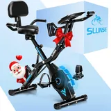 Heimtrainer Fahrrad, SLUNSE 2025 Neu Hometrainer Fahrrad mit stabilem Doppeldreieckrahmen, Klappbar Ergometer Heimtrainer mit 10dB extra Leise, Indoor Bike für Kardio-Training zu Hause, Bis 160KG