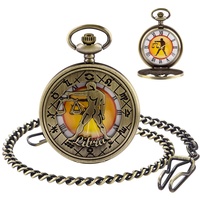Tiong Herren Taschenuhr & Taschenuhr Steampunk Quarz Taschenuhr Anhänger Halskette Souvenir Frauen Männer Geschenk, Libra