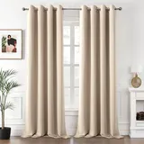 MIULEE Verdunklungsvorhänge Thermo Blickdicht Ösen 2er Set 140x350cm Beige