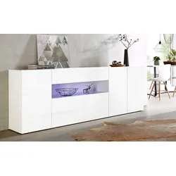 Sideboard INOSIGN, weiß (weiß, weiß, hg), Sideboards, Breite 220 cm, ohne Beleuchtung