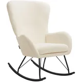 Tectake Schaukelstuhl Swing Bouclé 70 x 100 x 93 cm Creme/Schwarz