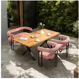 LVHOM Gartenstuhl Retro-Ring Metall 2-/4-/6er-Set, Chenille/PU Leather, Ein-/Doppelsitzer (Balkonstuhl, Bistrostuhl, Metallstuhl, Polsterstuhl, Armlehnstuhl, Besucherstuhl, Esszimmerstuhl, Küchenstuhl), für Garten, Balkon, Esszimmer und Wohnzimmer rosa