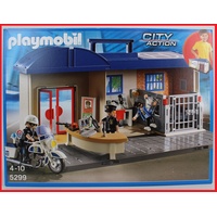 Playmobil 5299 Mitnehm-Polizeizentrale Gefängnis Polizei Motorrad Polizeiwache