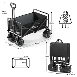 SAMAX Bollerwagen Faltbar Offroad Camping Edition schwarz/grau