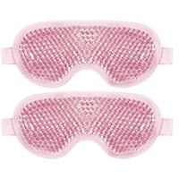 2 Stück Augenmaske Kühlend,Kalte Gesichtsaugenmaske, Wiederverwendbare Augenmaske mit Gelperlen, Kühlmaske/Kühlpads Gel Augenmaske Kühlende Schlafmaske (Rosa)