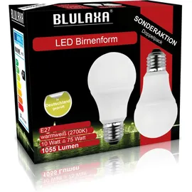 Blulaxa LED-Lampe E27 10W 75W, warmweiß, 2 Stück