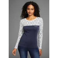 KangaROOS Langarmshirt mit Print, Gr. 52/54, dunkelblau-weiß, , 48999326-52