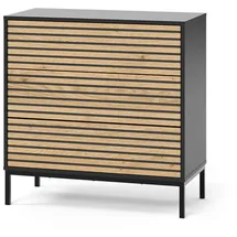 Vicco Kommode Eliza, Schwarz/Eiche, 80 x 81.2 cm 2 Schubladen