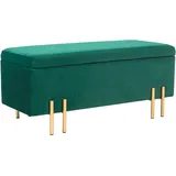 Sitzbank, Polsterbank Mit Stauraum, Metall, Kautschukholz, Schaumstoff, 100 X 40 X 42 Cm, Grün