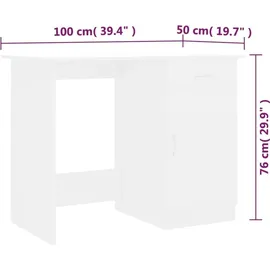 vidaXL Schreibtisch Weiß 100×50×76 cm Holzwerkstoff