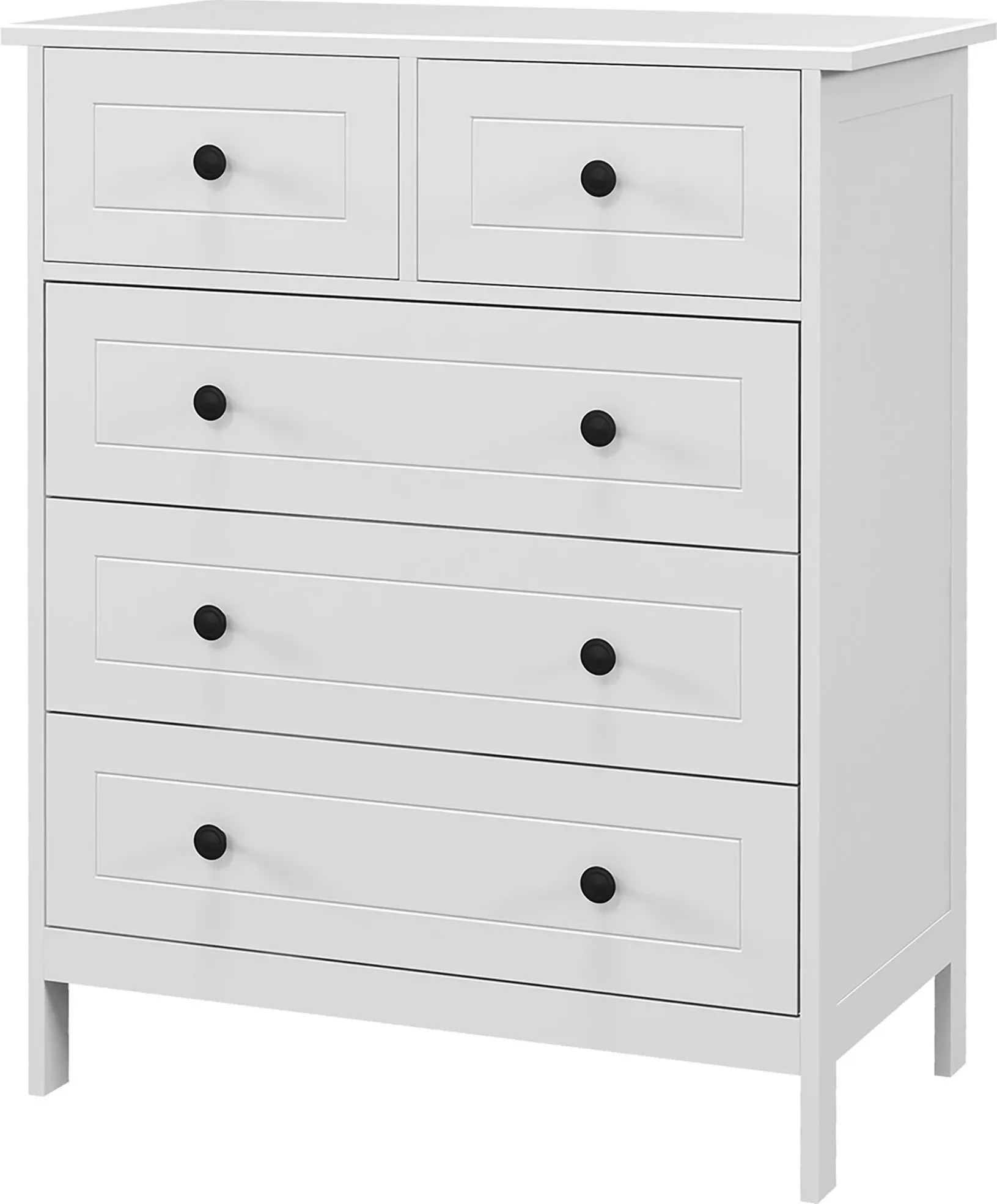 HOMCOM Weiße Kommode mit 5 Schubladen, Aufbewahrungsmöbel für Schlafzimmer, Büro, Eingangsbereich, zeitgenössischer Stil, Metallgriff, 74 x 40 x 91 cm   Aosom