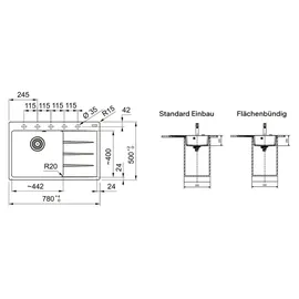 Franke Centro CNG 611-78 A links Einbauspüle schiefergrau Handbetätigung 780 x 500 mm