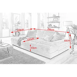 KAWOLA Big Sofa LANA Stoff Hellgrau,