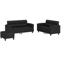 VidaXL 3-tlg. Sofagarnitur mit Kissen Schwarz Kunstleder