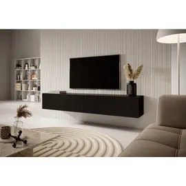 Selsey TV Schrank Board Sideboard Fernsehtisch Fernsehschrank 175 cm Hängend Gefräste Front Schwarz Veldio