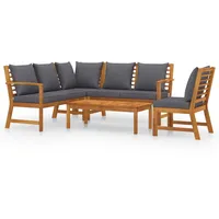 VidaXL 5-tlg. Garten-Lounge-Set mit Auflagen Massivholz Akazie