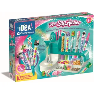 CLEMENTONI Idea Stift-Atelier mit über 50 Accessoires - Kreativspielzeug, Stift Bastelset, Personalisierter Stift, Geschenk-Set für Kinder ab 5 Jahren,