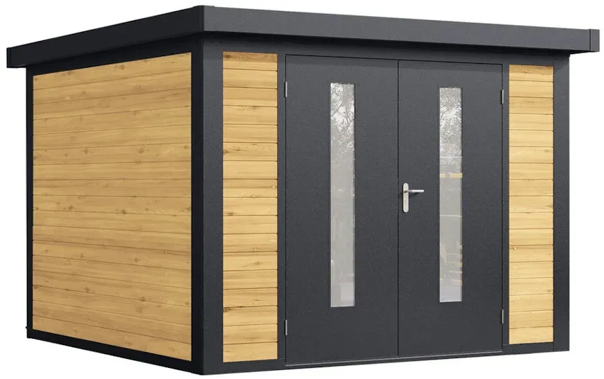 Wolff Finnhaus Metall-Holzgartenhaus Hybridhaus Henrik - 28 mm 300 x 300 cm (Henrik 3030) kiefer imprägniert