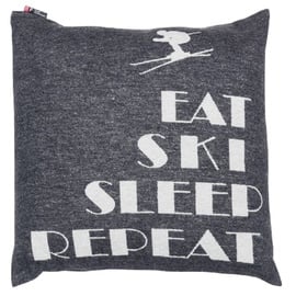 David Fussenegger Silvretta 'Eat Ski Sleep Repeat' 50 x 50 cm Anthrazit