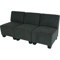Mendler Modular 3-Sitzer Sofa Couch Lyon, Stoff/Textil ~ anthrazit-grau, ohne Armlehnen