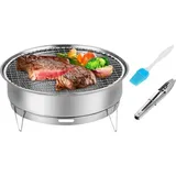 Famanu Grill Edelstahl Faltbar - Holzkohlegrill für Camping und Outdoor