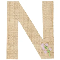 RICE Raffia Buchstaben Sticker, N, Blumen