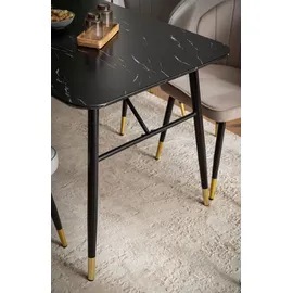 FineBuy Esszimmertisch FineBuy Marmor Optik Schwarz Esstisch Küchentisch Tisch Esszimmer - Schwarz