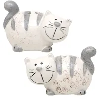 Dekohelden24 2er Set Keramik Salz-/ Pfefferstreuer/Gewürzstreuer als Katzen, Maße