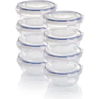 GRIZZLY Kunststoff Frischhaltedosen Set, 8x Vorratsdosen mit Deckel, flach,