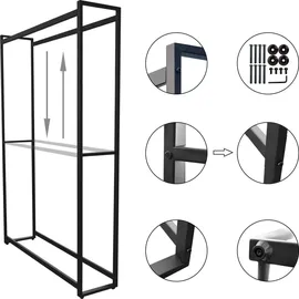 Montixx Kaminholzregal Metall 65 x 25 x 100 cm Schwarz