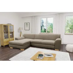 Ecksofa HOME AFFAIRE "Nika L-Form", braun (schlamm), B:277cm H:78cm T:84cm, Primabelle-Microfaser (100% Polyester), Struktur (70% Polyacryl, 30% Polyester), Sofas, wahlweise mit Bettfunktion, auch in Cord