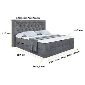 altdecor BOXBETT mit H4-Matratze und Lattenrost - NOEL - 160x200 Dunkelgrau...