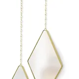 Umbra Dima 3-teiliger Wandspiegel und Wanddekoration, Metall, Messing, Rautenförmig, 29 x 18 x 1.5 cm