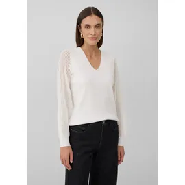 s.Oliver Feinstrickpullover mit V-Ausschnitt und semitransparenten Ärmeln Beige 48