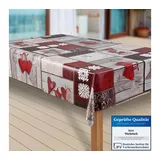 Laro Wachstuch-Tischdecke Schneeflocke 100 x 140 cm Rot