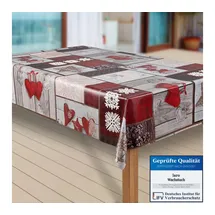 Laro Wachstuch-Tischdecke Schneeflocke 100 x 140 cm Rot